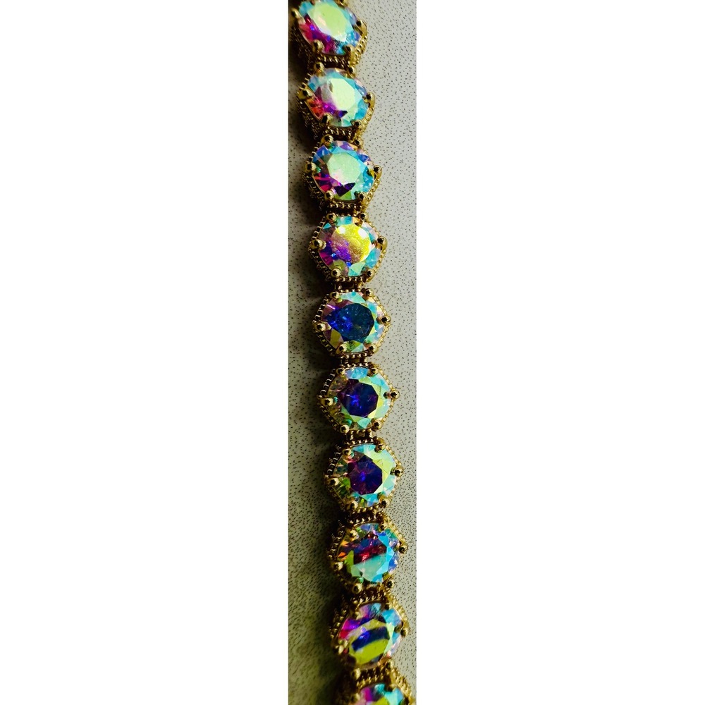Rare Limited Edition Park Lane Gold Tone Aurora Borealis Toggle Tennis Bracelet - Picture 11 of 12